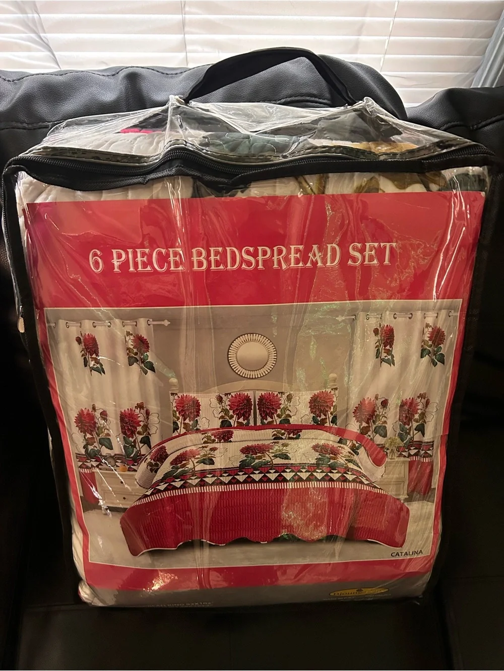 Catalina Red and Cream Floral 6-Piece Bedspread Set